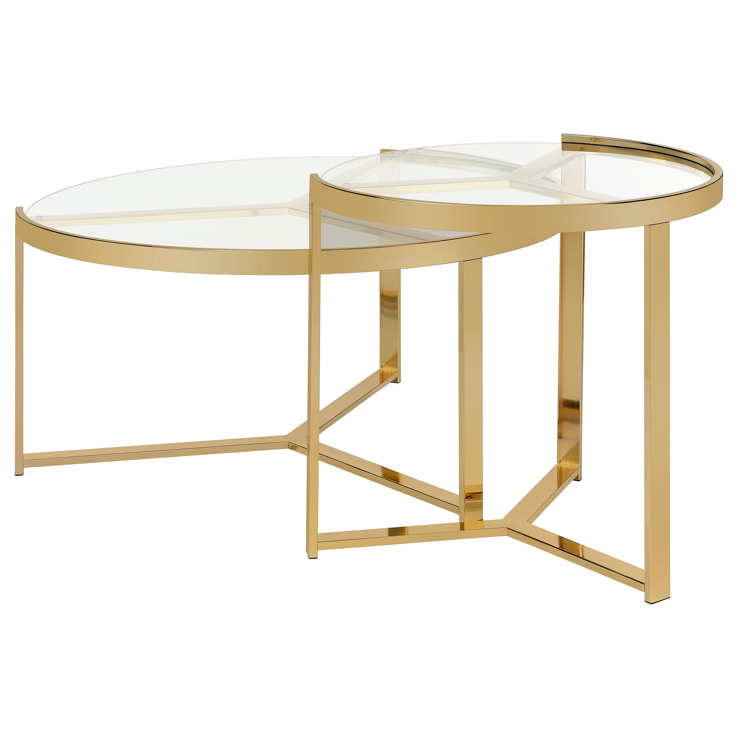 Coaster Delia 2-piece Round Nesting Table Clear and Gold Default Title