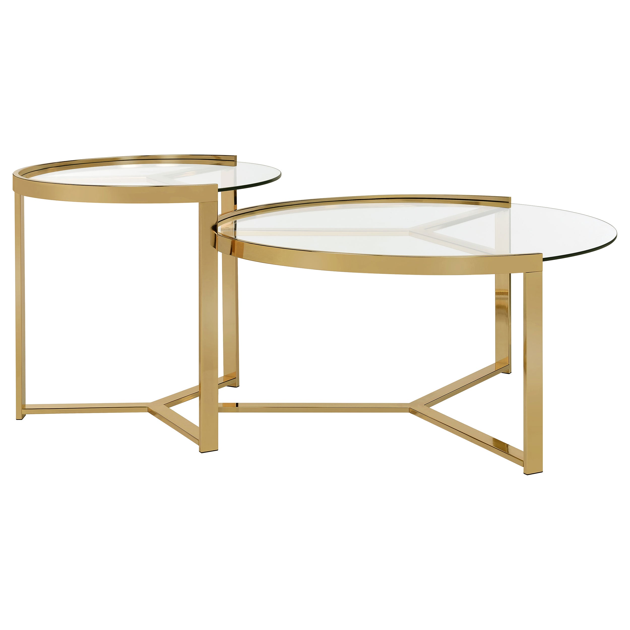 Coaster Delia 2-piece Round Nesting Table Clear and Gold Default Title