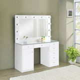 Coaster Acena 7-drawer Glass Top Vanity Desk with Lighting White Default Title