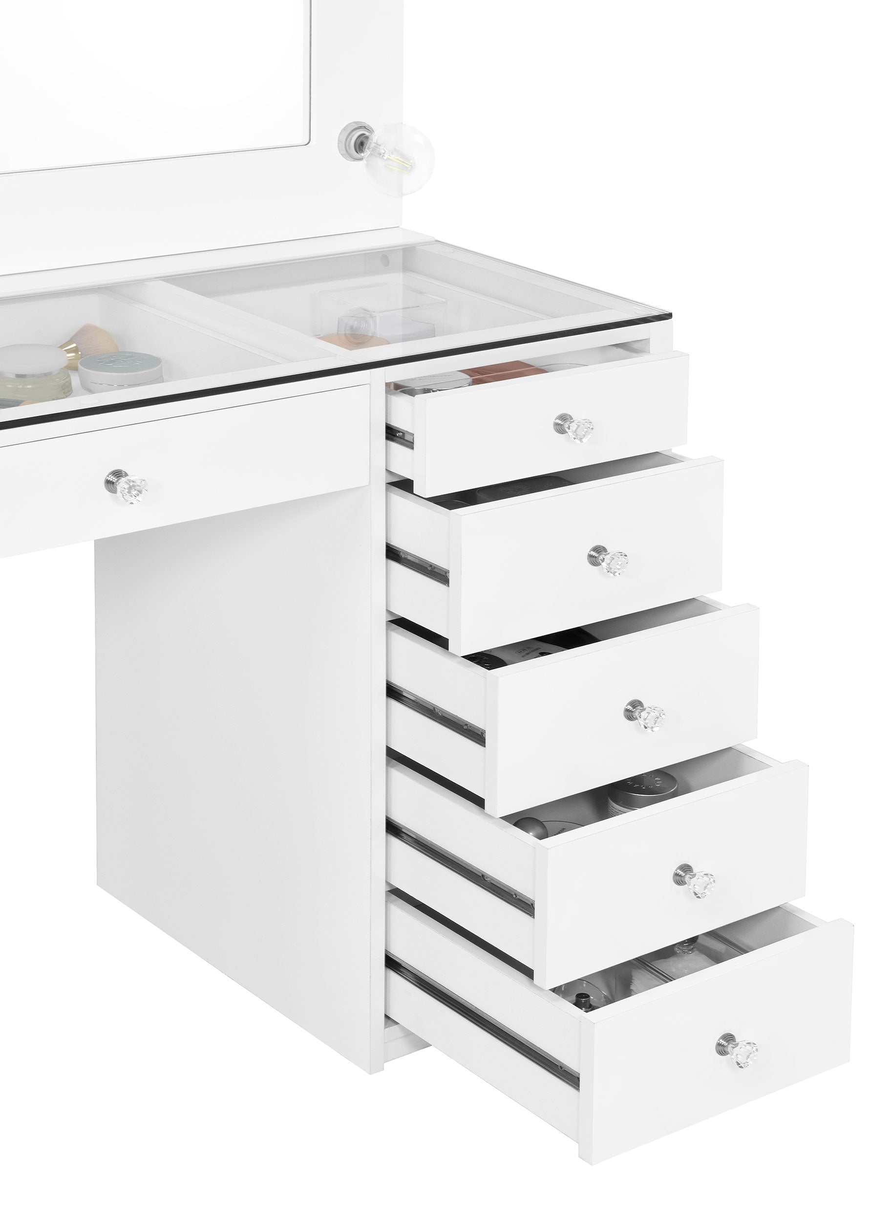 Coaster Acena 7-drawer Glass Top Vanity Desk with Lighting White Default Title