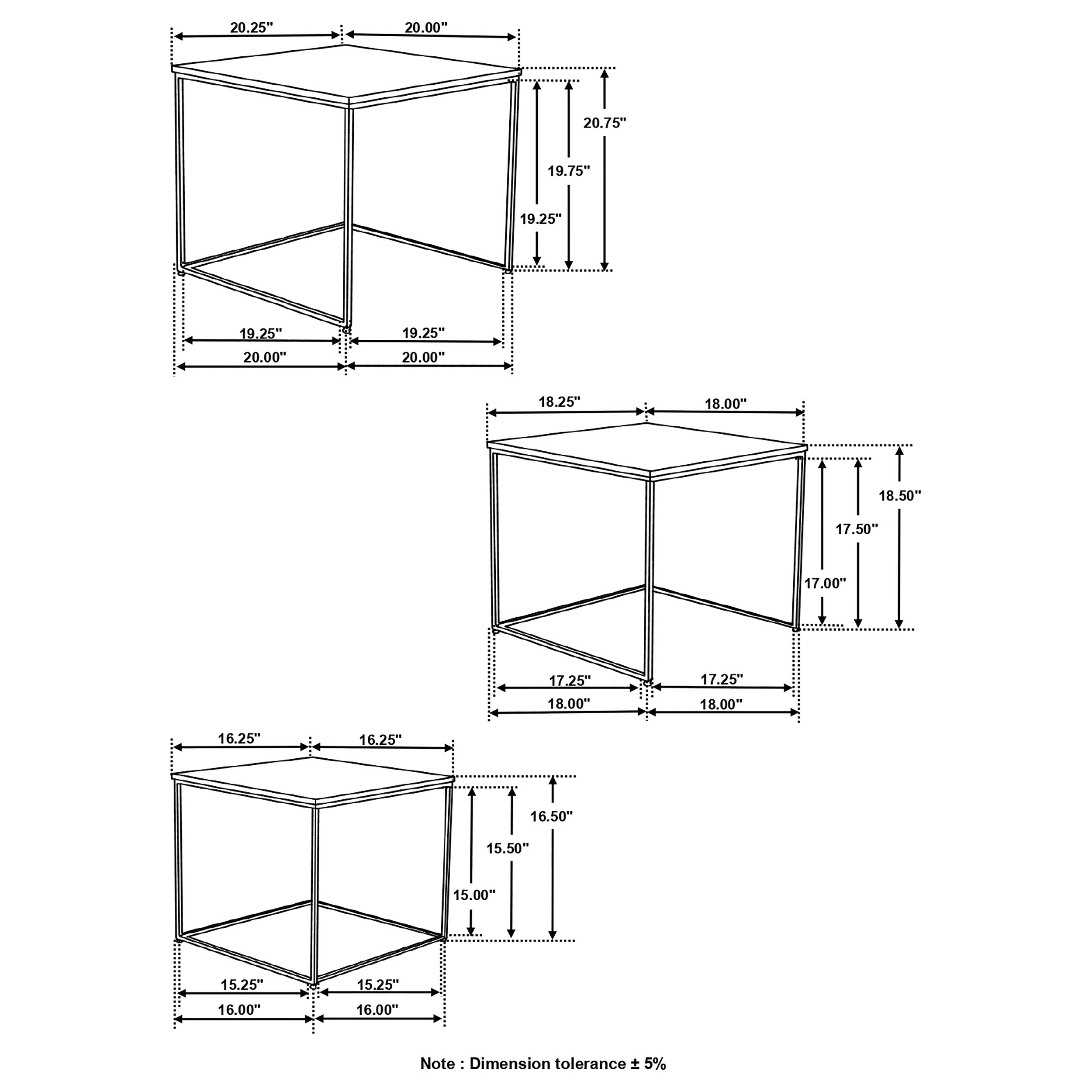 Coaster Belcourt 3-piece Square Nesting Tables Natural and Black Default Title