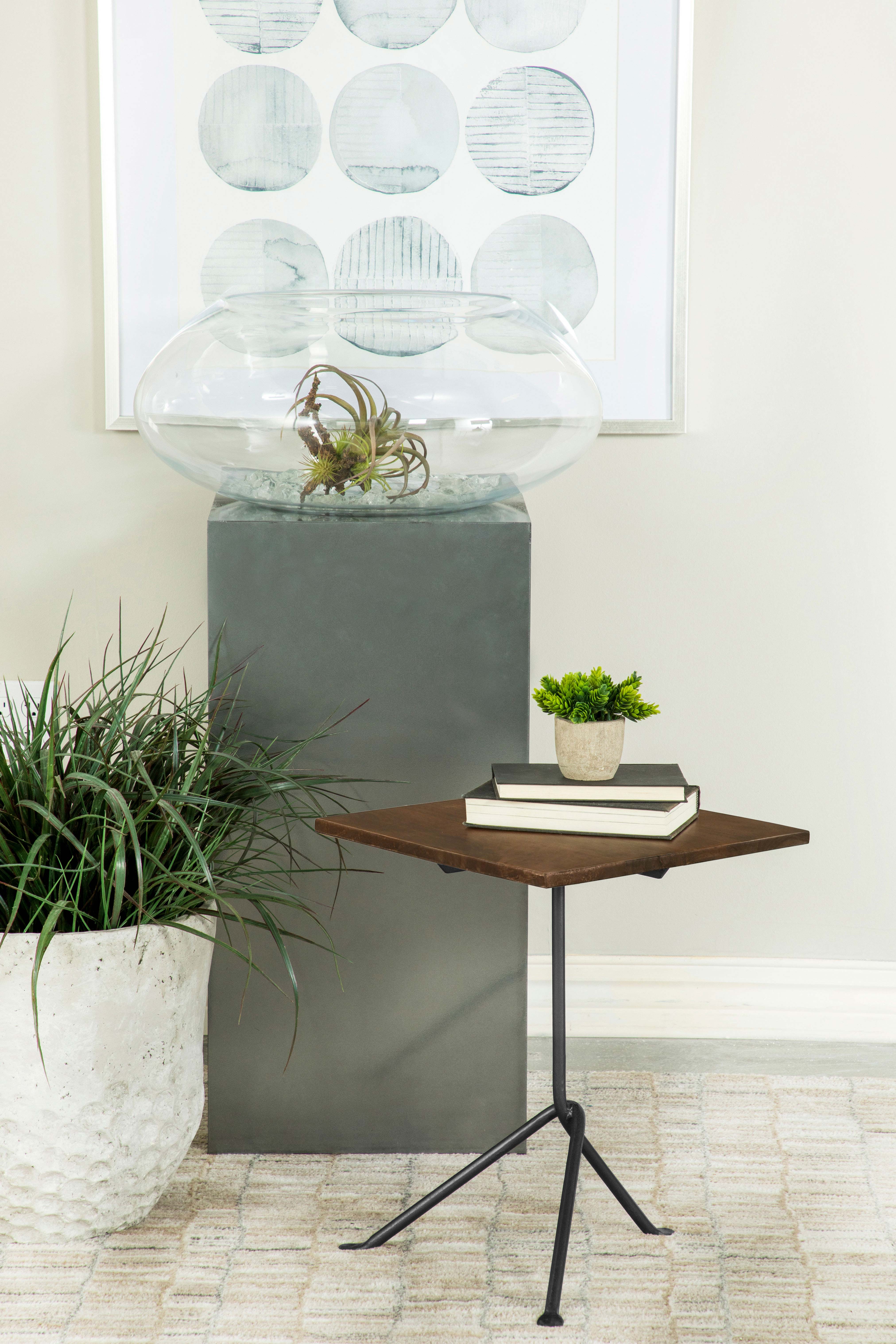 Coaster Heitor Square Accent Table with Tripod Legs Dark Brown and Gunmetal Default Title