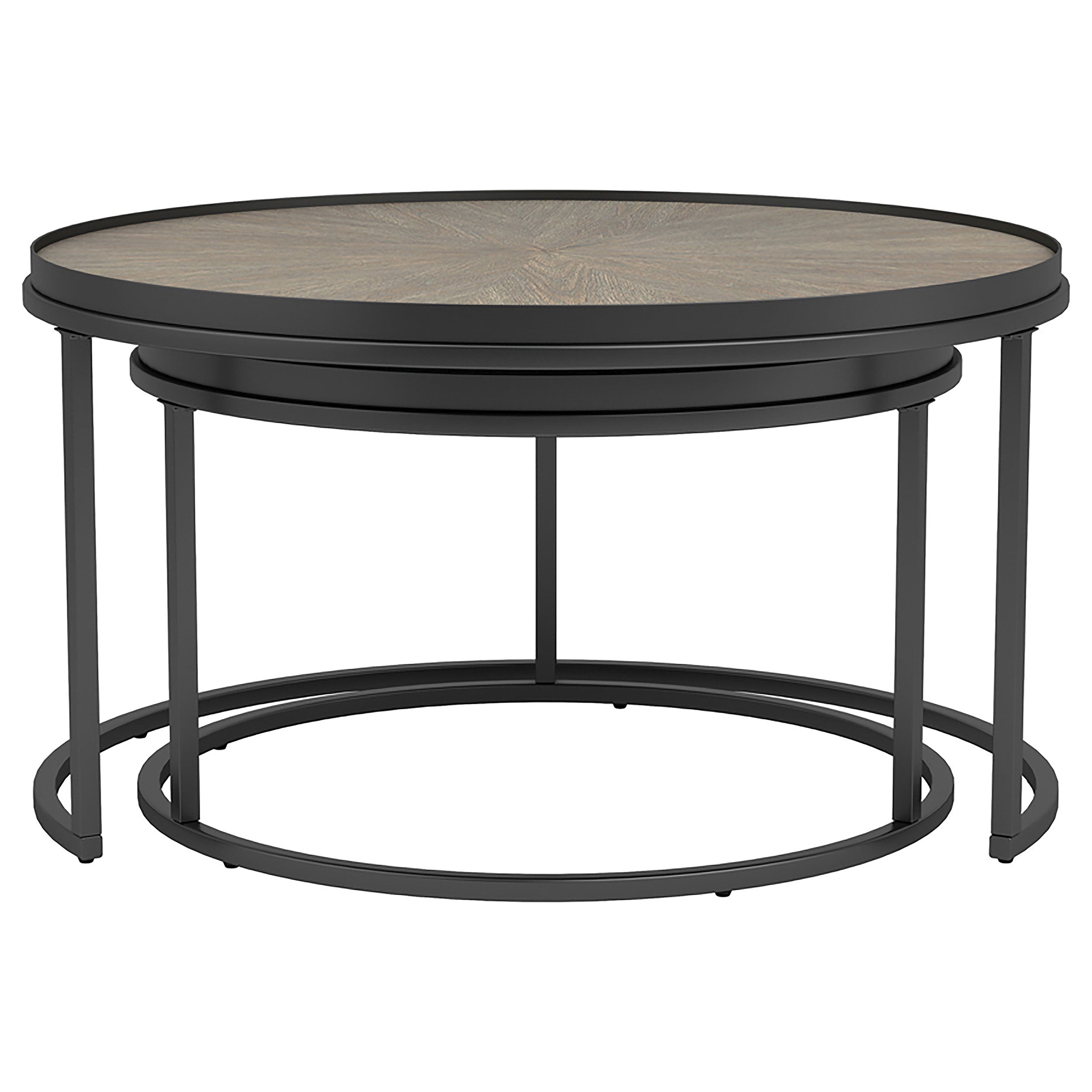 Coaster Rodrigo 2-piece Round Nesting Tables Weathered Elm Default Title