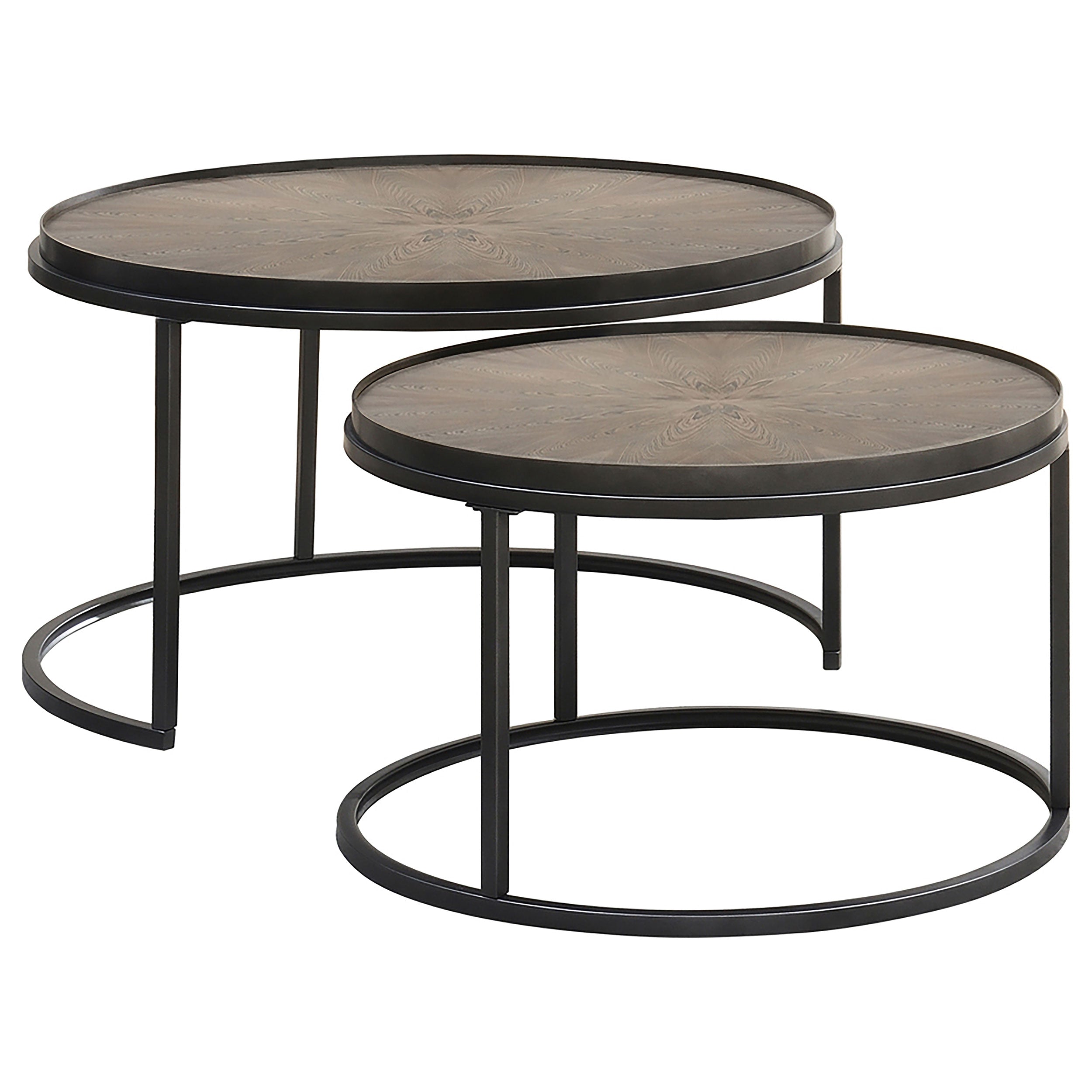 Coaster Rodrigo 2-piece Round Nesting Tables Weathered Elm Default Title