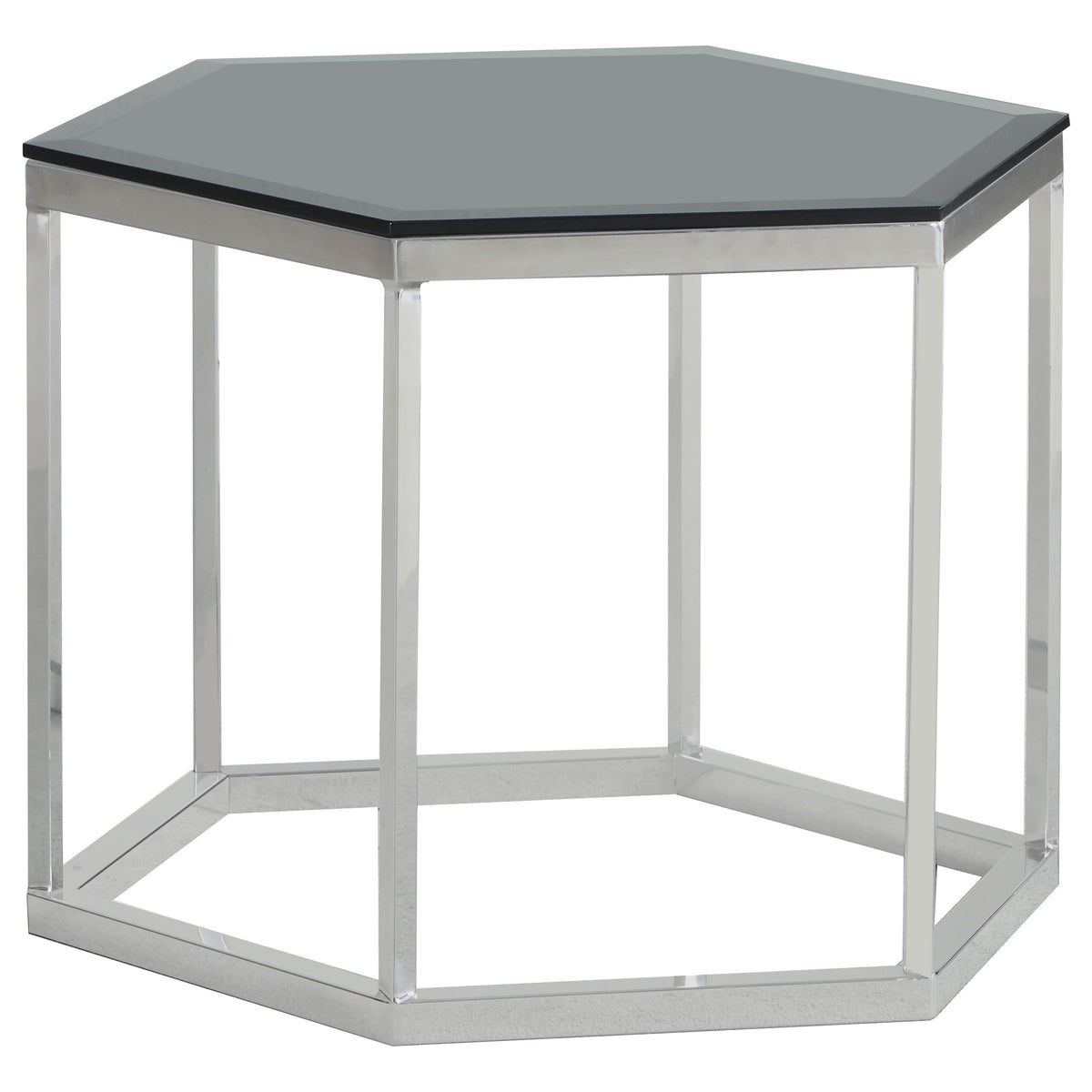 Coaster Hexagon Glass Top Accent Table Black and Silver Default Title