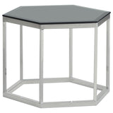 Coaster Hexagon Glass Top Accent Table Black and Silver Default Title