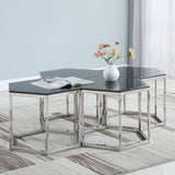 Coaster Hexagon Glass Top Accent Table Black and Silver Default Title