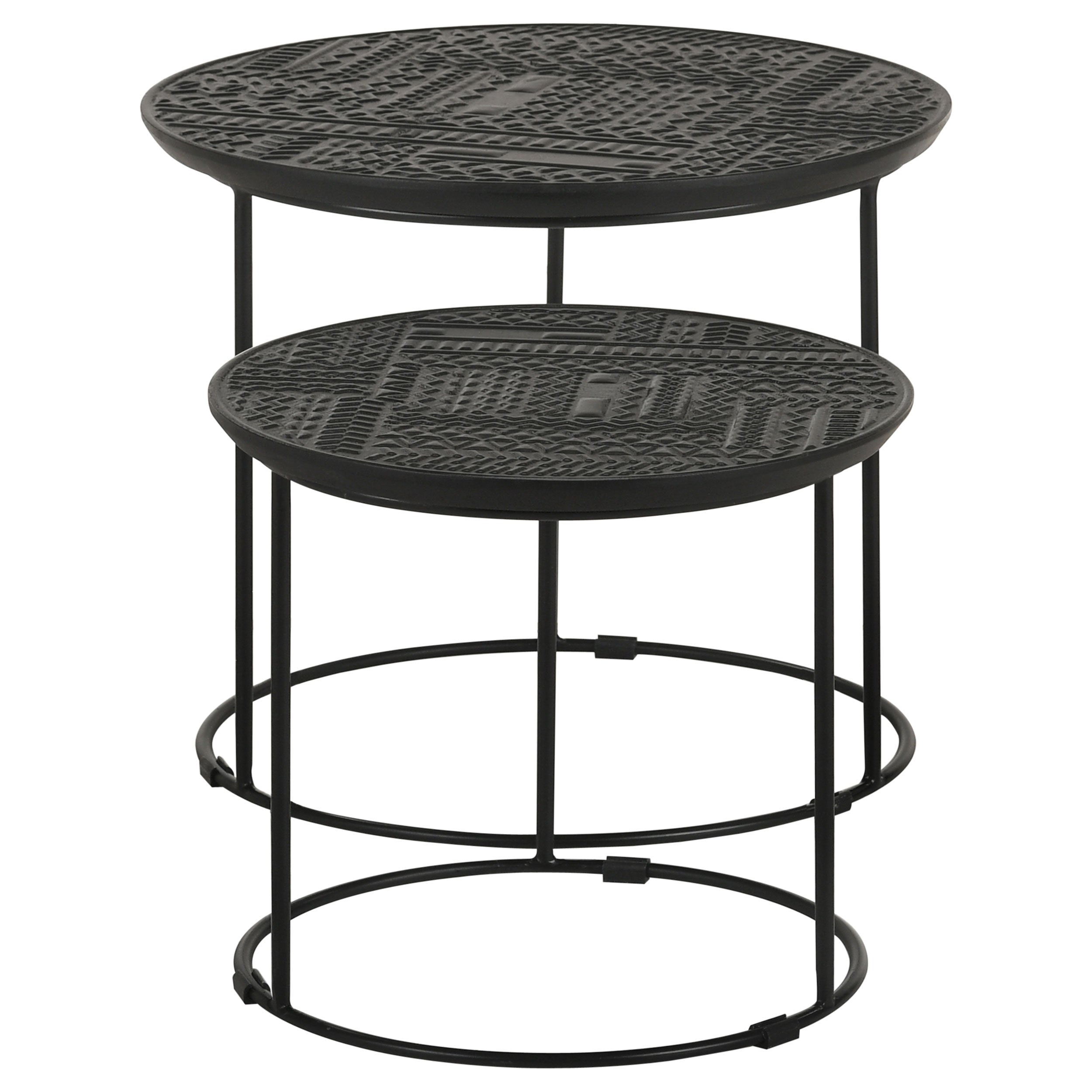 Coaster Loannis 2-piece Round Nesting Table Matte Black Default Title