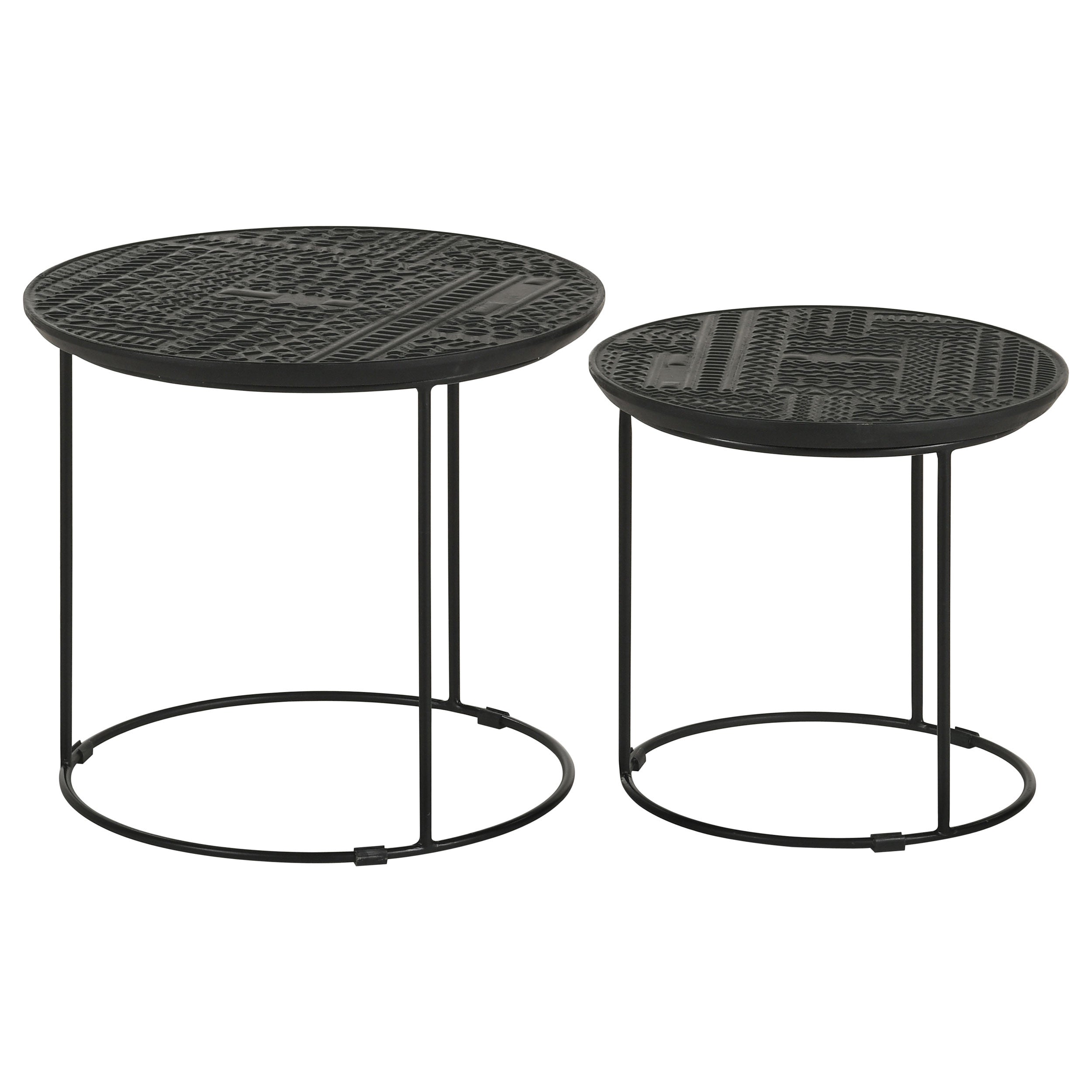 Coaster Loannis 2-piece Round Nesting Table Matte Black Default Title