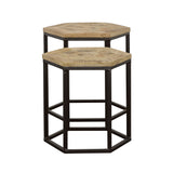 Coaster Adger 2-piece Hexagon Nesting Tables Natural and Black Default Title