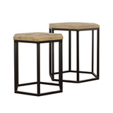 Coaster Adger 2-piece Hexagon Nesting Tables Natural and Black Default Title