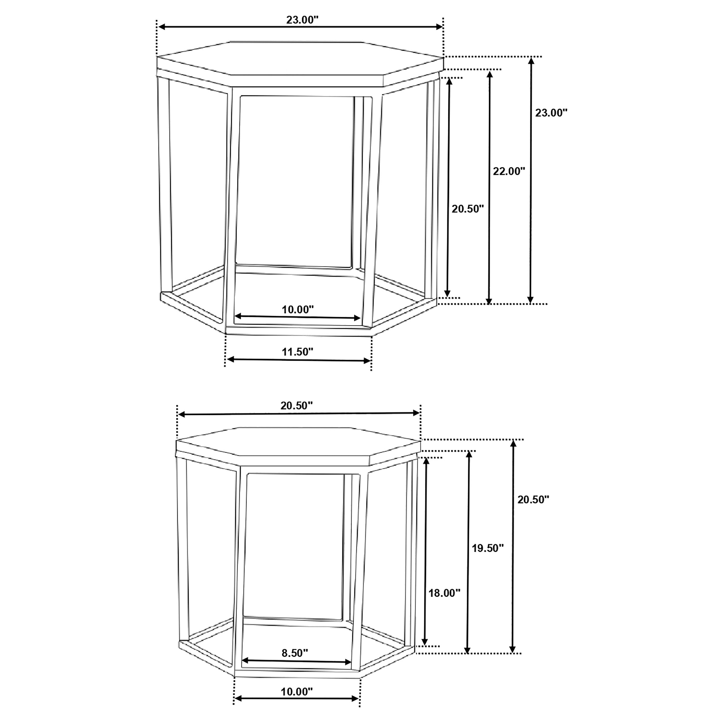 Coaster Adger 2-piece Hexagon Nesting Tables Natural and Black Default Title