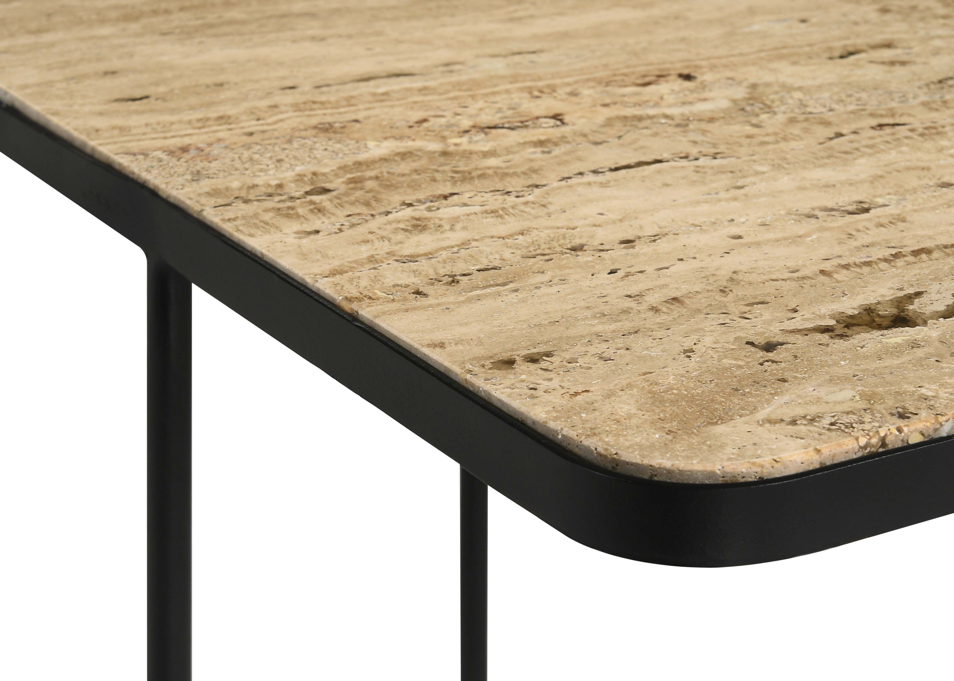 Coaster Elyna Square Accent Table Travertine and Black Default Title