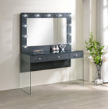 Coaster Afshan 3-drawer Vanity Desk with Lighting Mirror Grey High Gloss Default Title