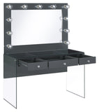 Coaster Afshan 3-drawer Vanity Desk with Lighting Mirror Grey High Gloss Default Title