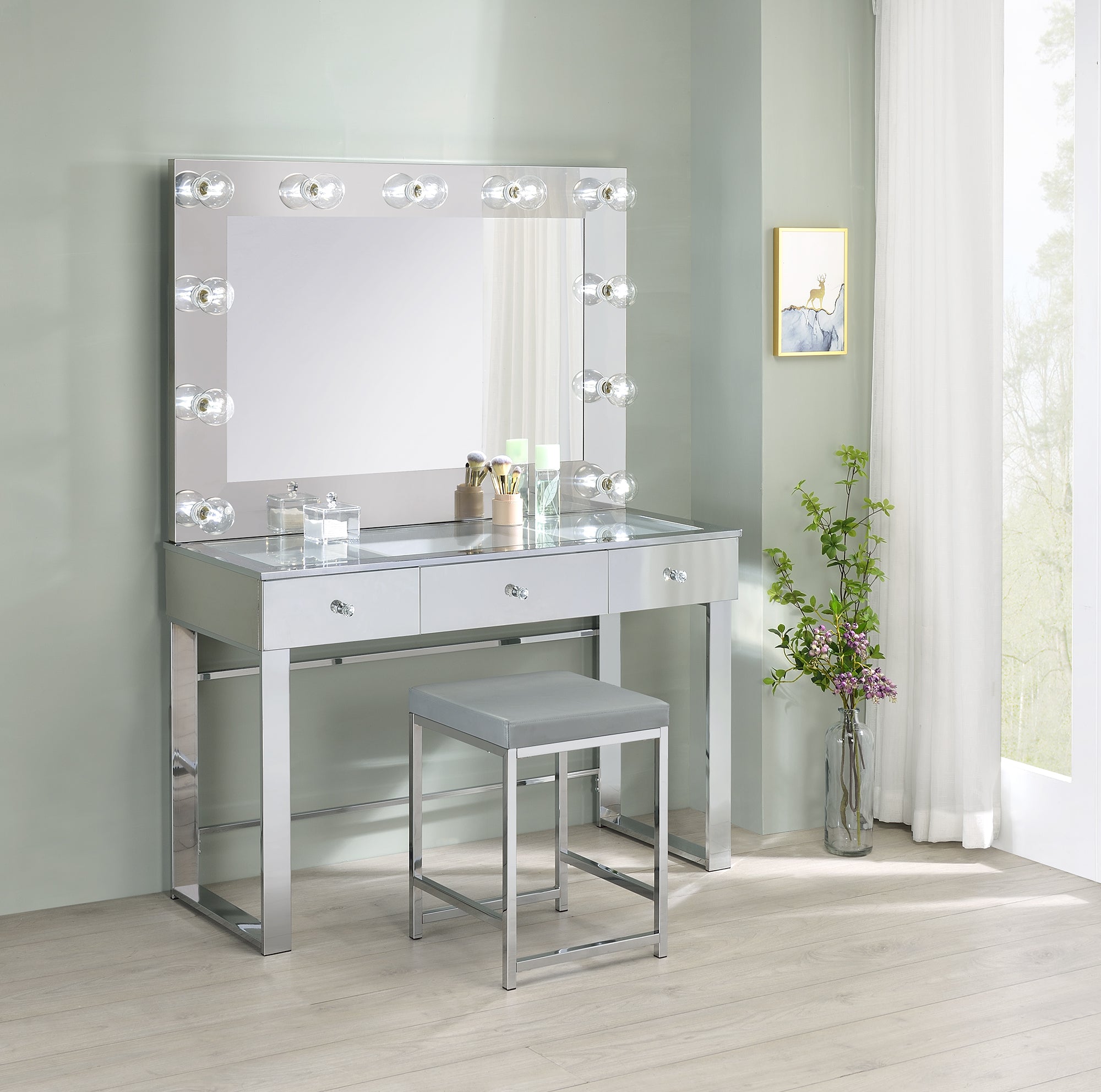 Coaster Umbridge 3-drawer Vanity with Lighting Chrome and White Default Title