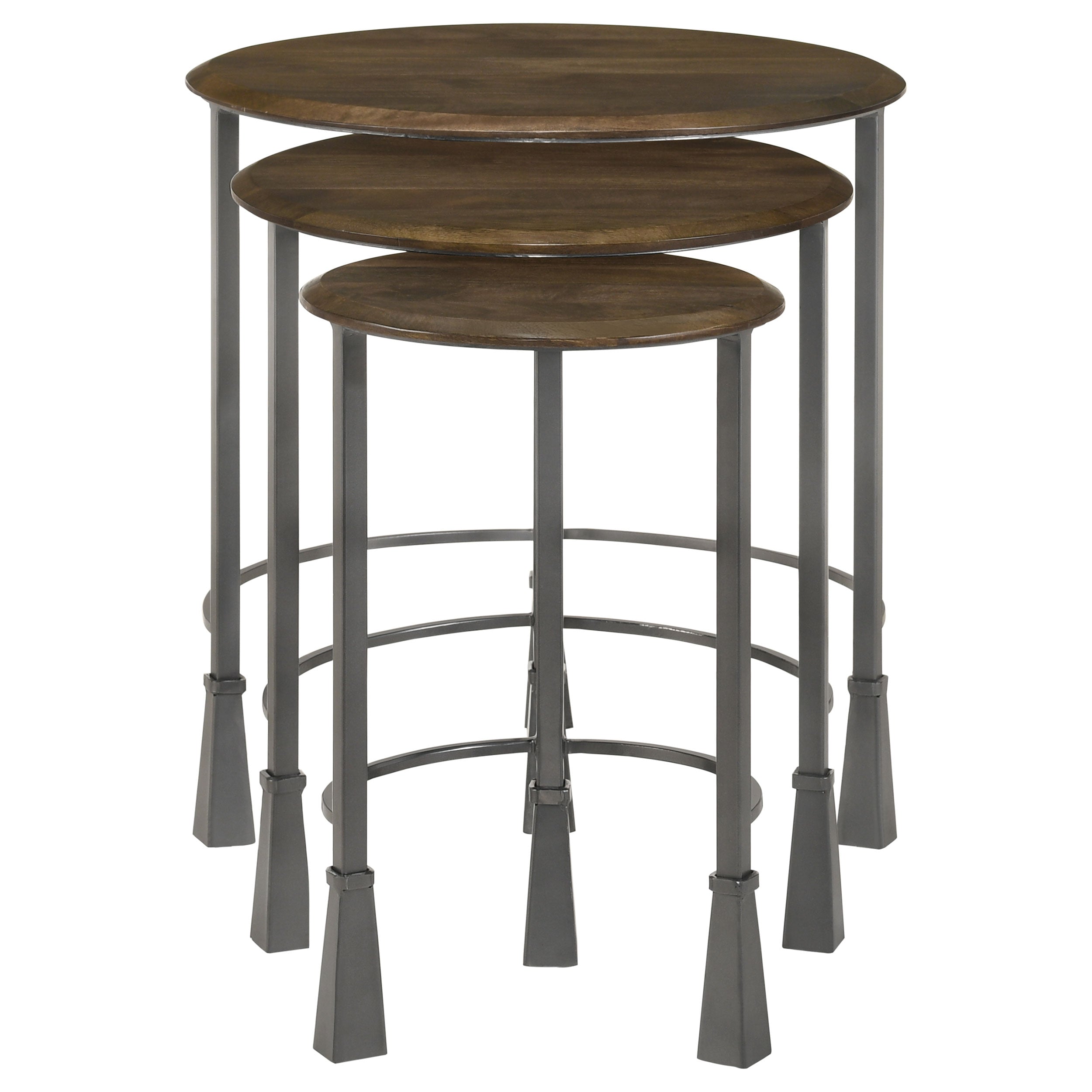 Coaster Deja 3-piece Round Nesting Table Natural and Gunmetal Default Title