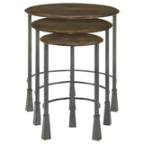 Coaster Deja 3-piece Round Nesting Table Natural and Gunmetal Default Title