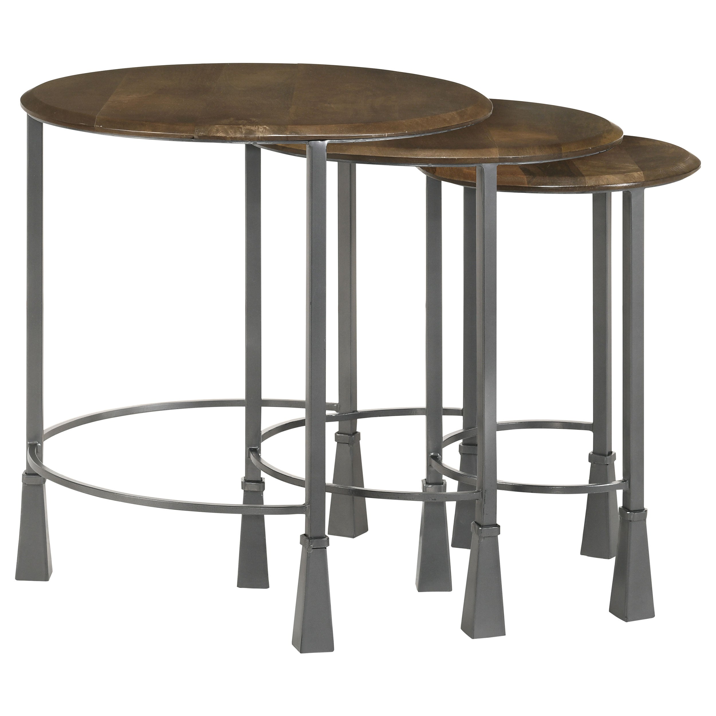 Coaster Deja 3-piece Round Nesting Table Natural and Gunmetal Default Title