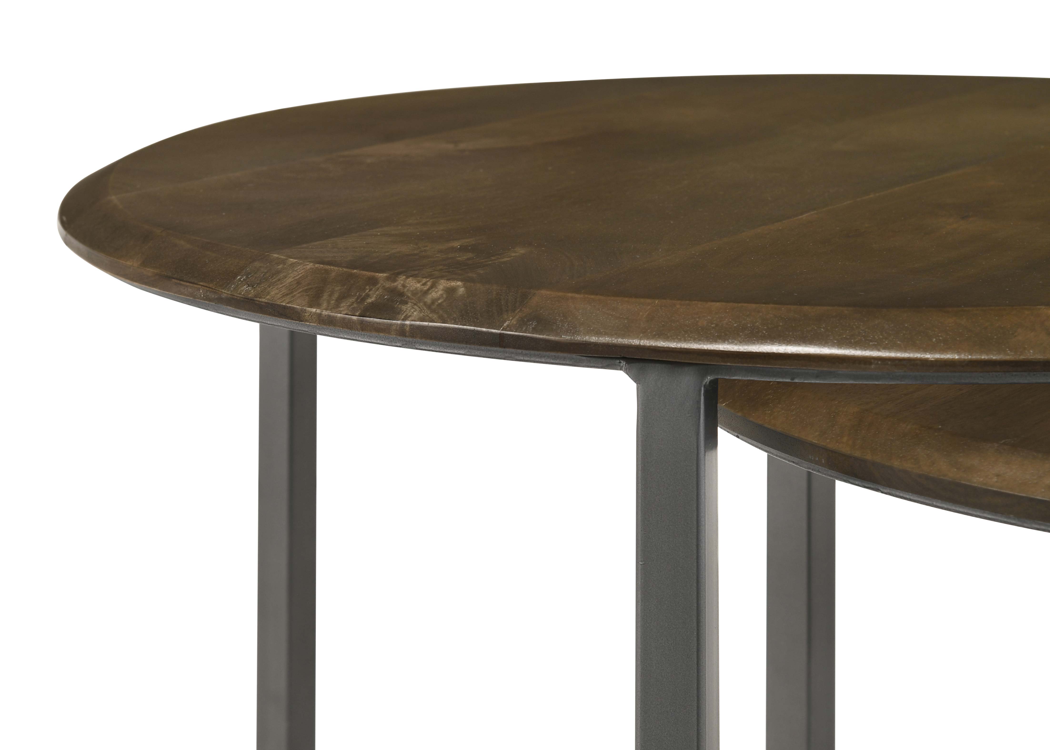 Coaster Deja 3-piece Round Nesting Table Natural and Gunmetal Default Title