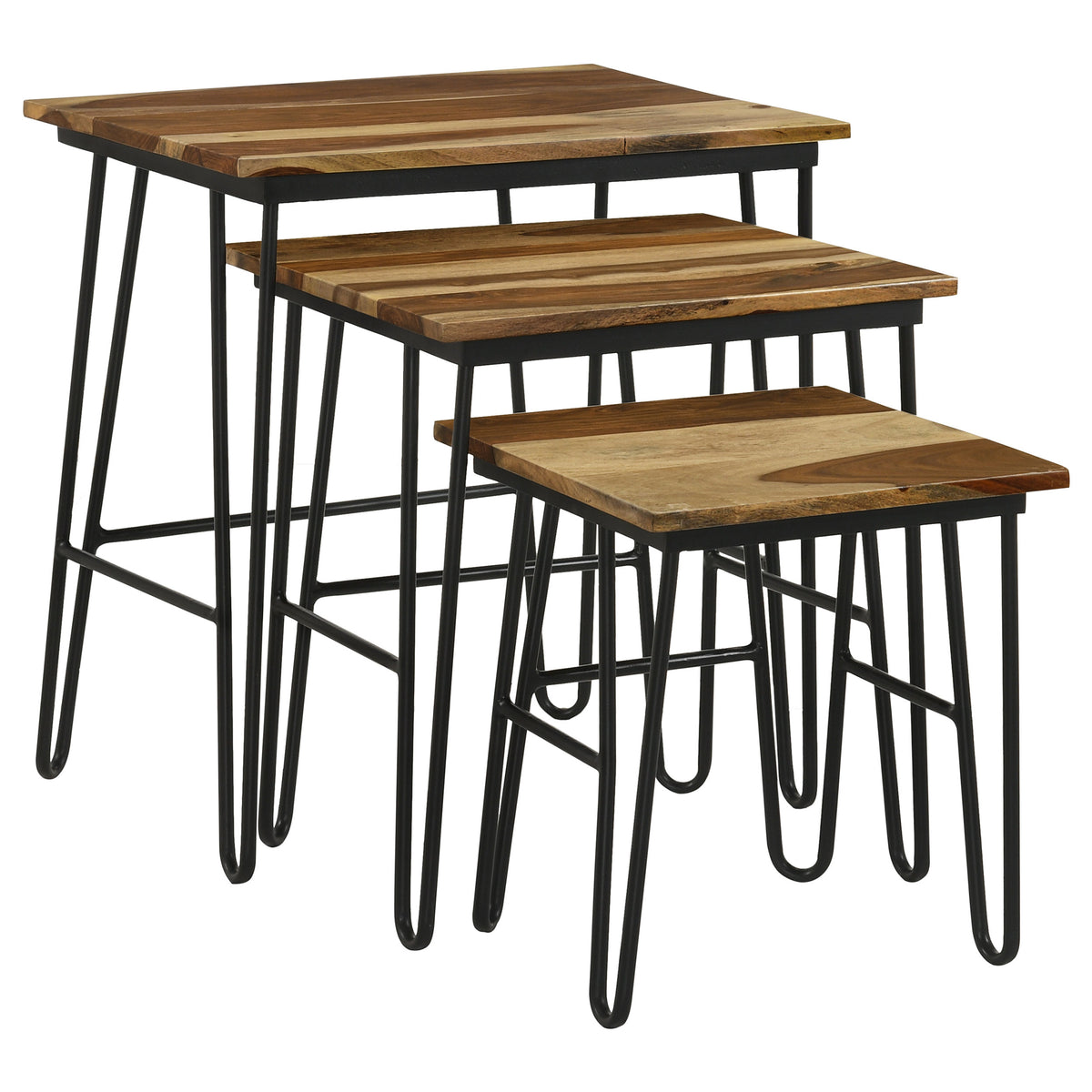 Coaster Nayeli 3-piece Nesting Table with Hairpin Legs Natural and Black