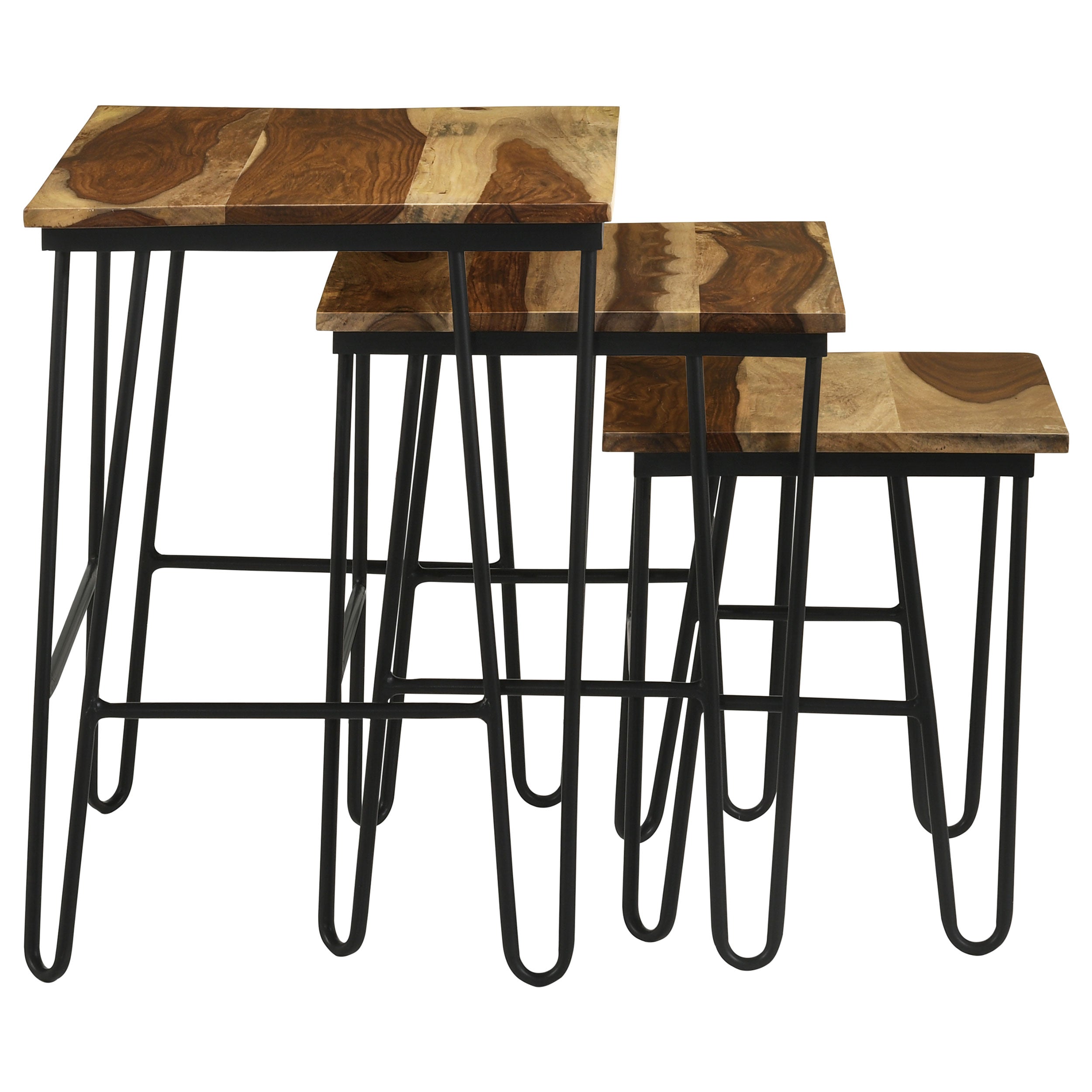 Coaster Nayeli 3-piece Nesting Table with Hairpin Legs Natural and Black