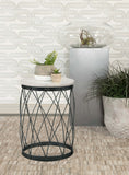 Coaster Tereza Round Accent Table with Marble Top White and Black Default Title