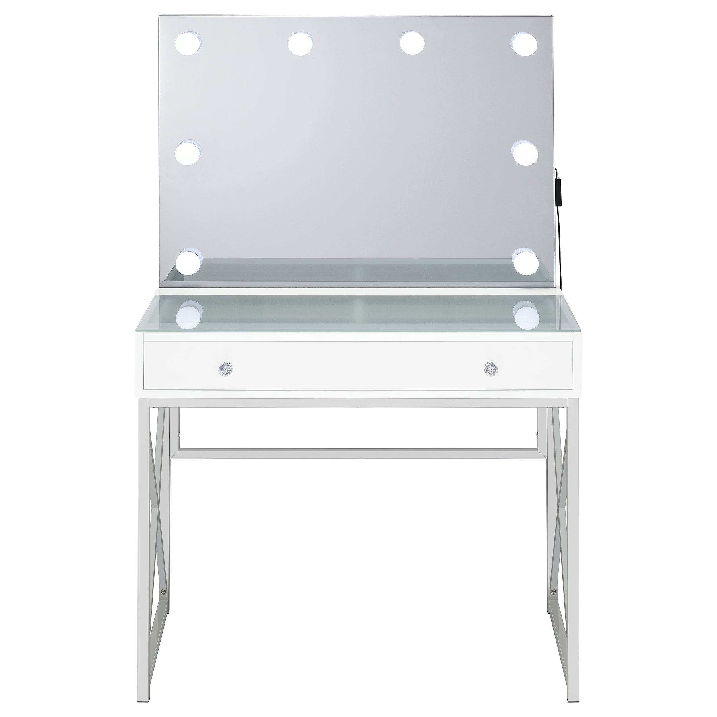 Coaster Eliza 2-piece Vanity Set with Hollywood Lighting White and Chrome Default Title