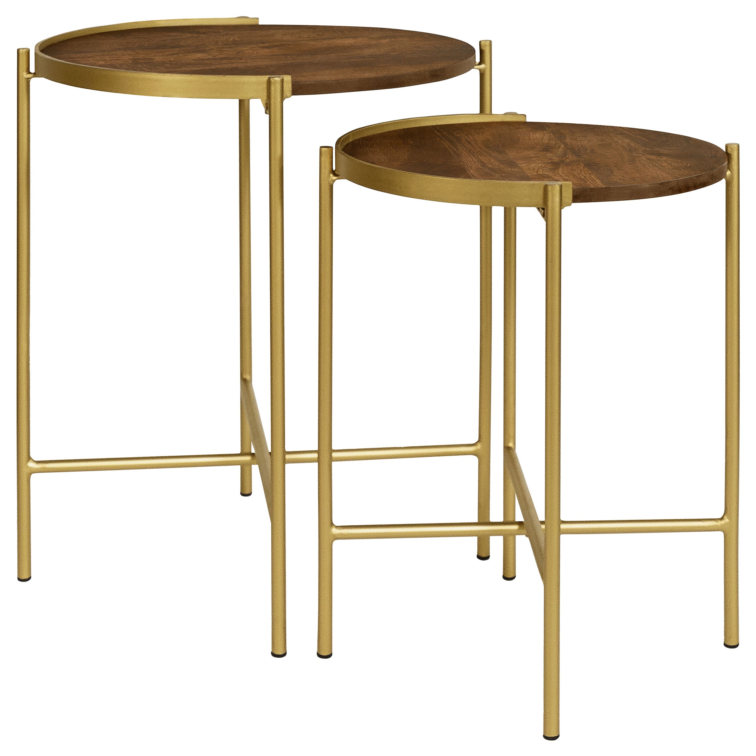 Coaster Malka 2-piece Round Nesting Table Dark Brown and Gold Default Title