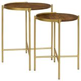 Coaster Malka 2-piece Round Nesting Table Dark Brown and Gold Default Title