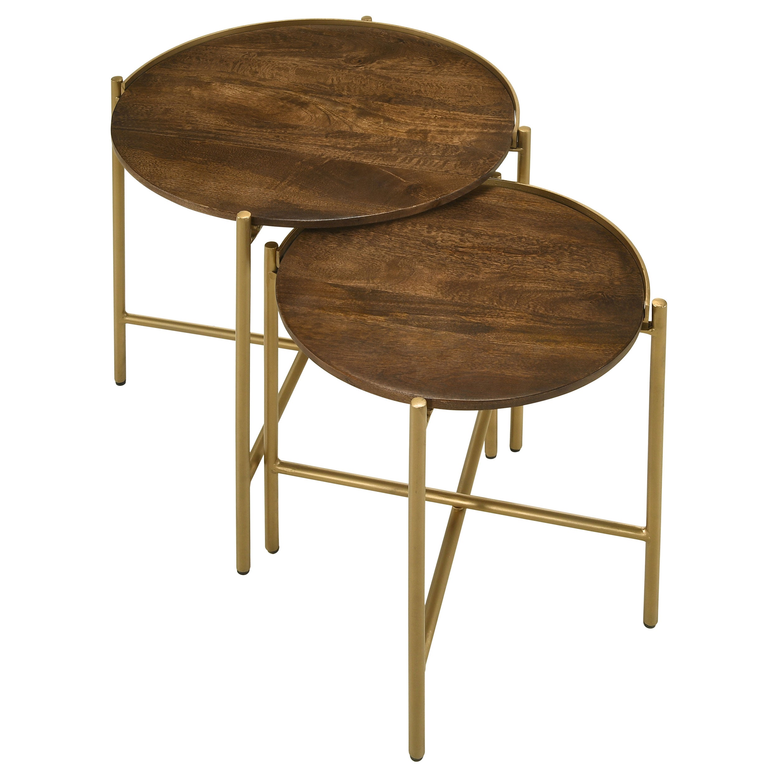 Coaster Malka 2-piece Round Nesting Table Dark Brown and Gold Default Title