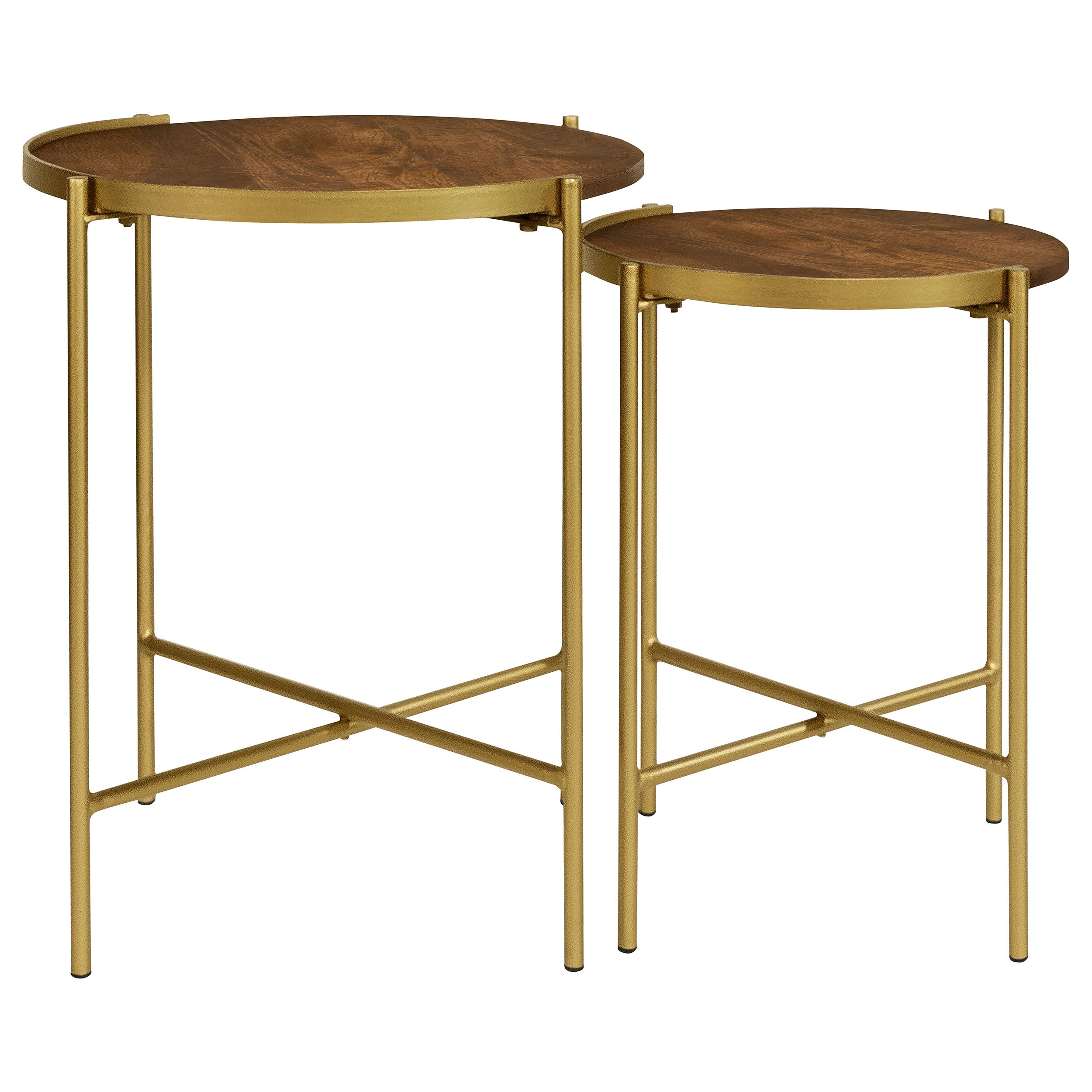 Coaster Malka 2-piece Round Nesting Table Dark Brown and Gold Default Title