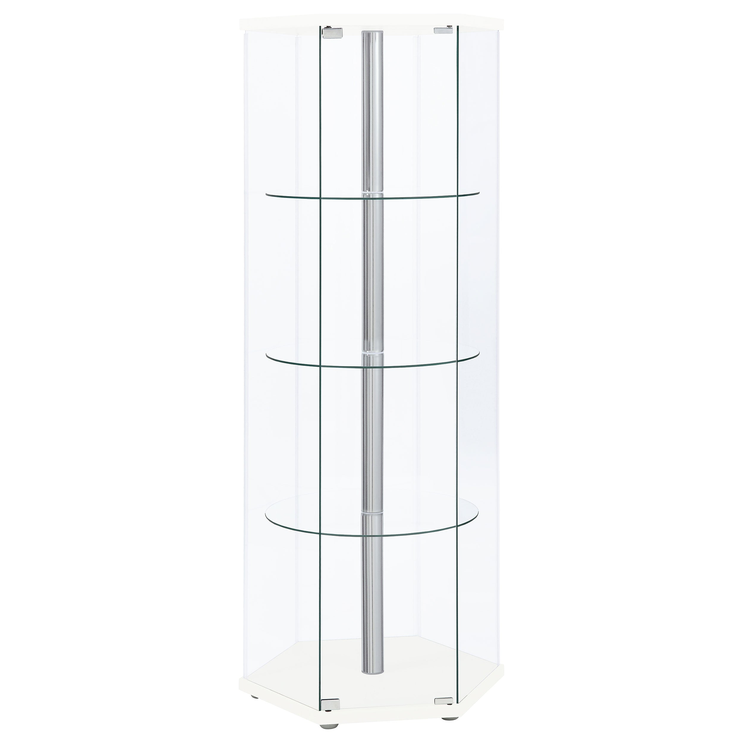 Coaster Zahavah 4-shelf Hexagon Shaped Curio Cabinet White and Clear Default Title