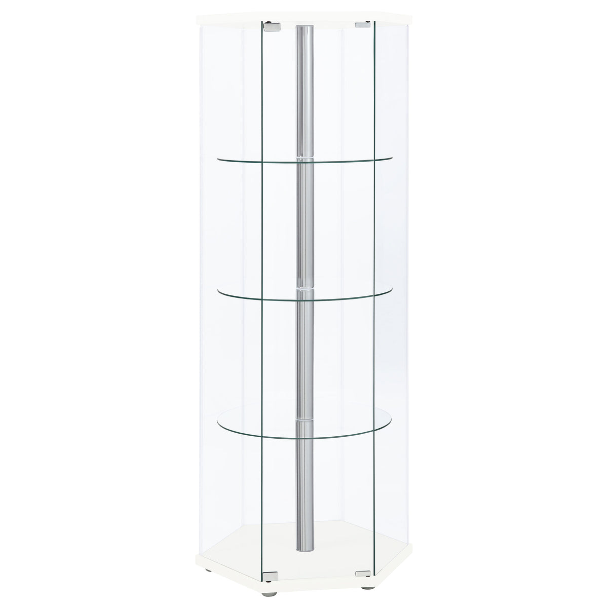 Coaster Zahavah 4-shelf Hexagon Shaped Curio Cabinet White and Clear Default Title