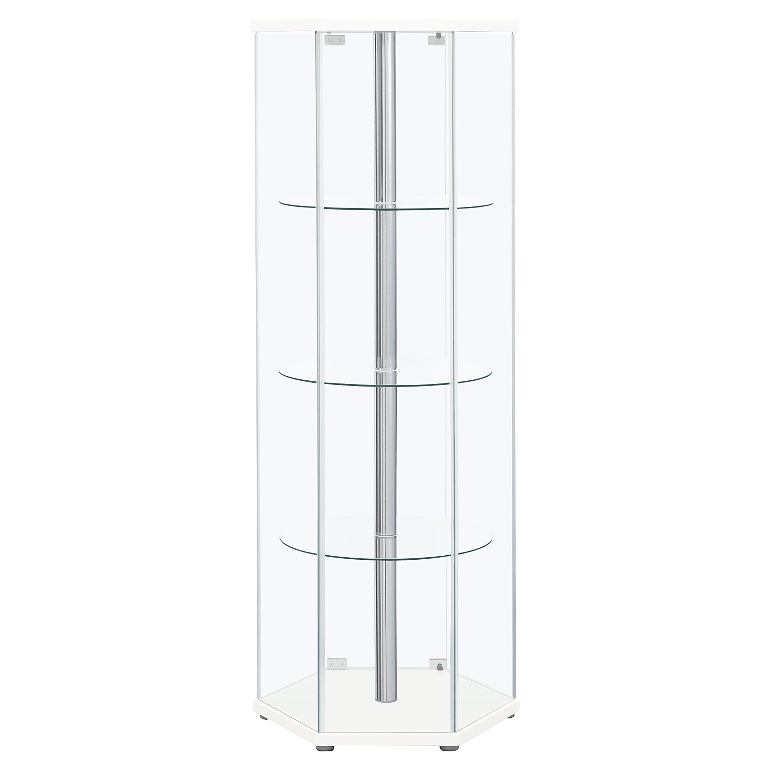 Coaster Zahavah 4-shelf Hexagon Shaped Curio Cabinet White and Clear Default Title