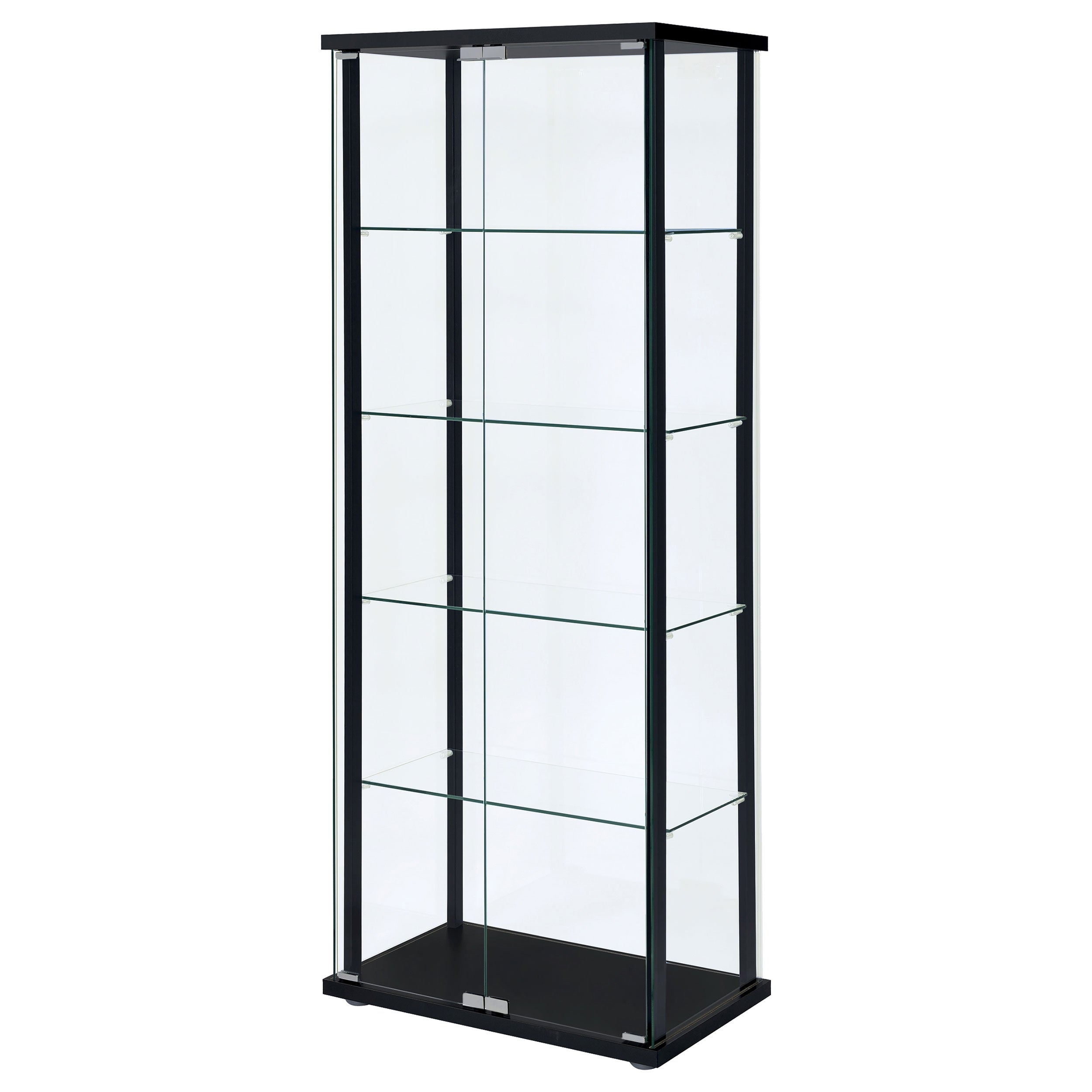 Coaster Delphinium 5-shelf Glass Curio Cabinet Black and Clear Default Title