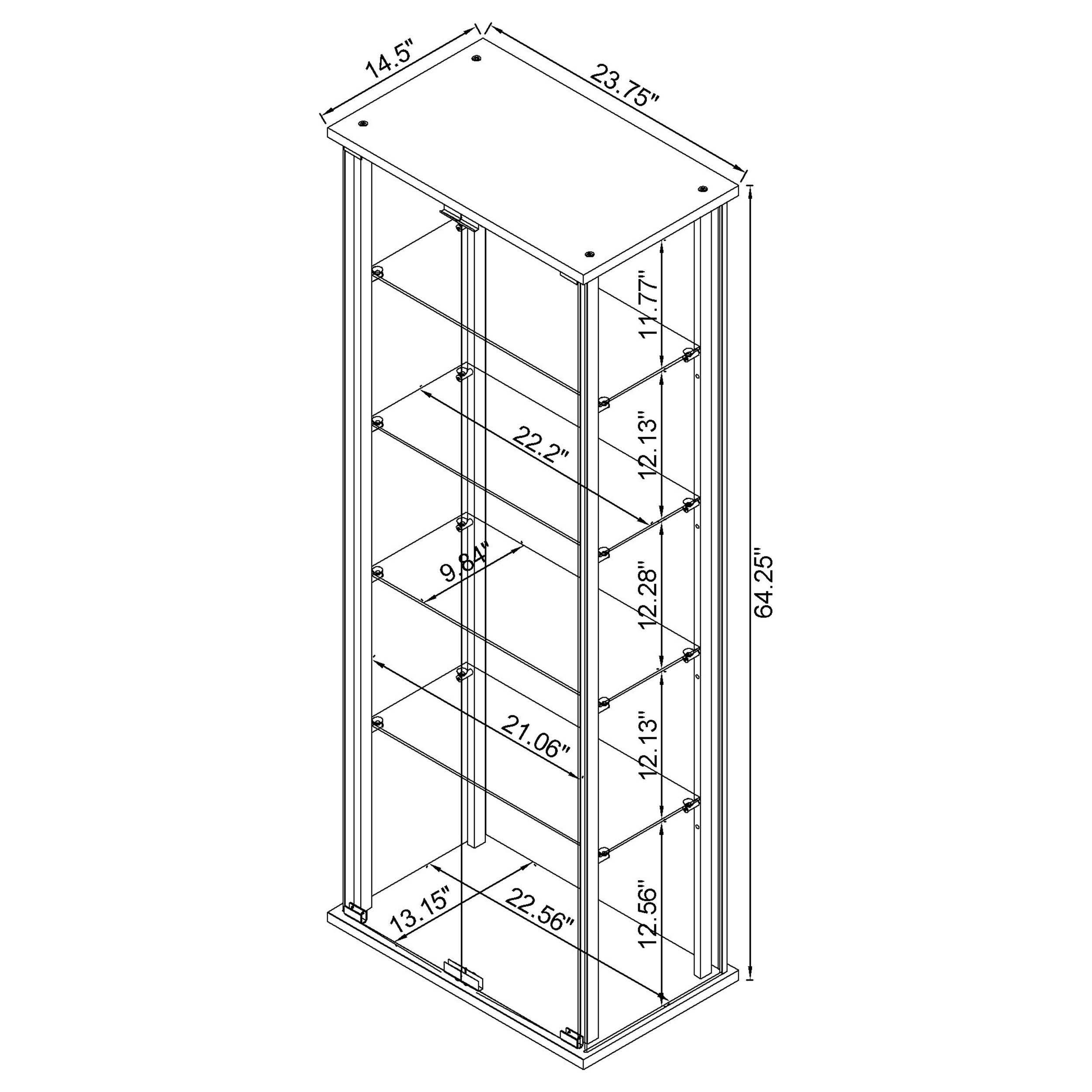 Coaster Delphinium 5-shelf Glass Curio Cabinet Black and Clear Default Title