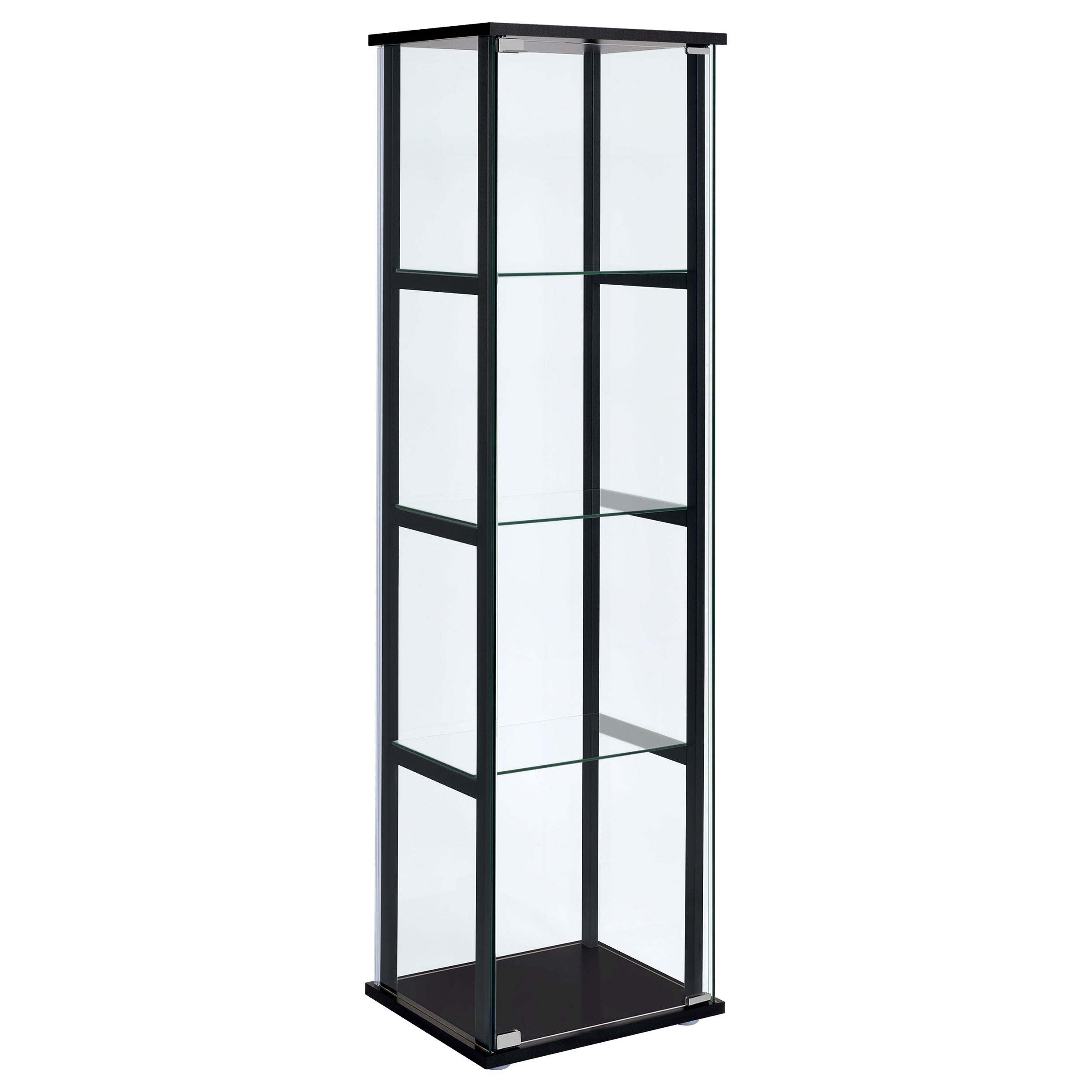 Coaster Cyclamen 4-shelf Glass Curio Cabinet Black and Clear Default Title