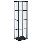 Coaster Cyclamen 4-shelf Glass Curio Cabinet Black and Clear Default Title