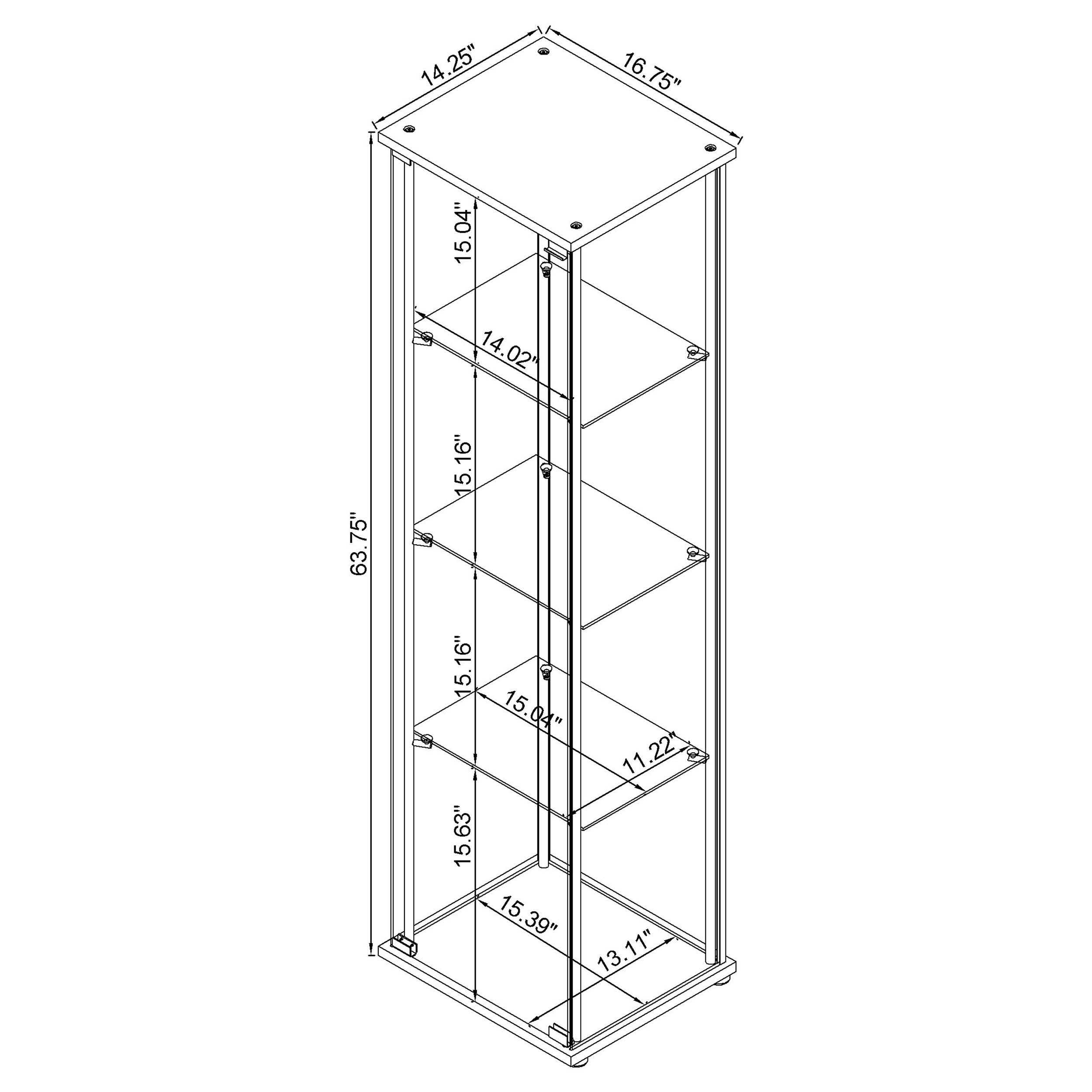 Coaster Bellatrix Rectangular 4-shelf Curio Cabinet Cappuccino and Clear Default Title