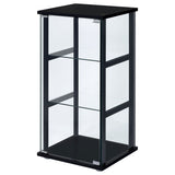 Coaster Cyclamen 3-shelf Glass Curio Cabinet Black and Clear Default Title