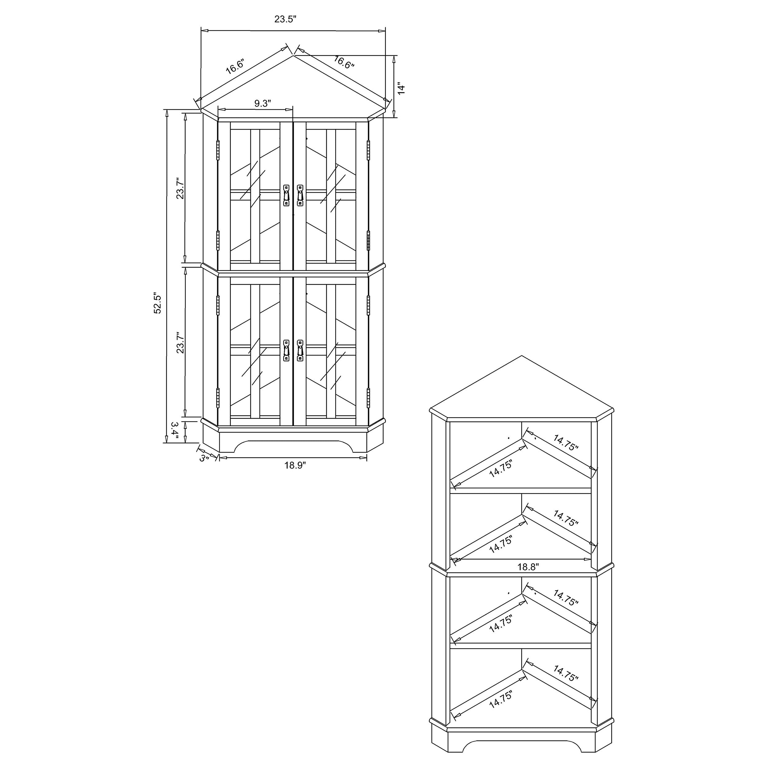 Coaster Coreosis 4-shelf Corner Curio Cabinet Golden Brown Default Title