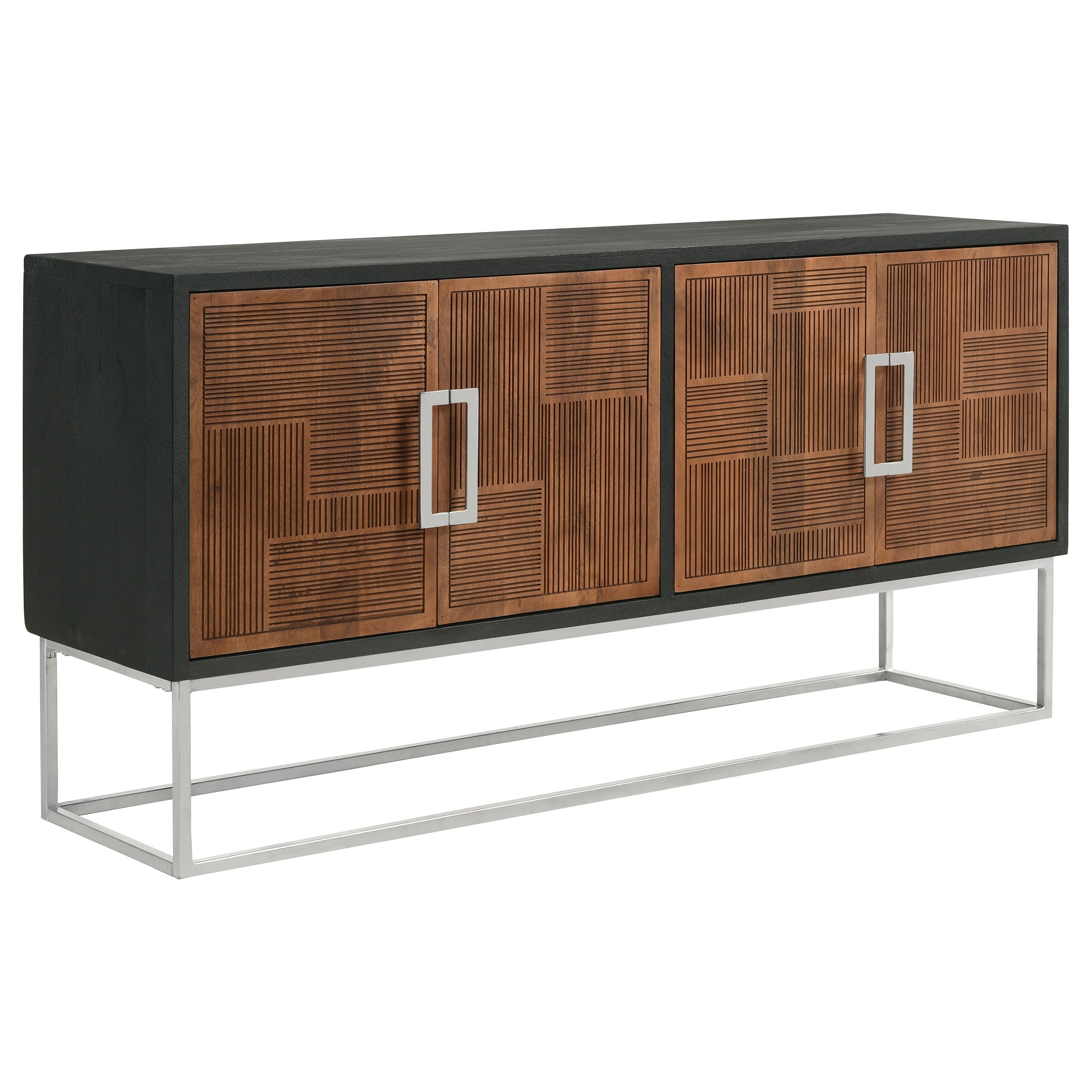 Coaster Borman 4-door Wooden Accent Cabinet Walnut and Black Default Title