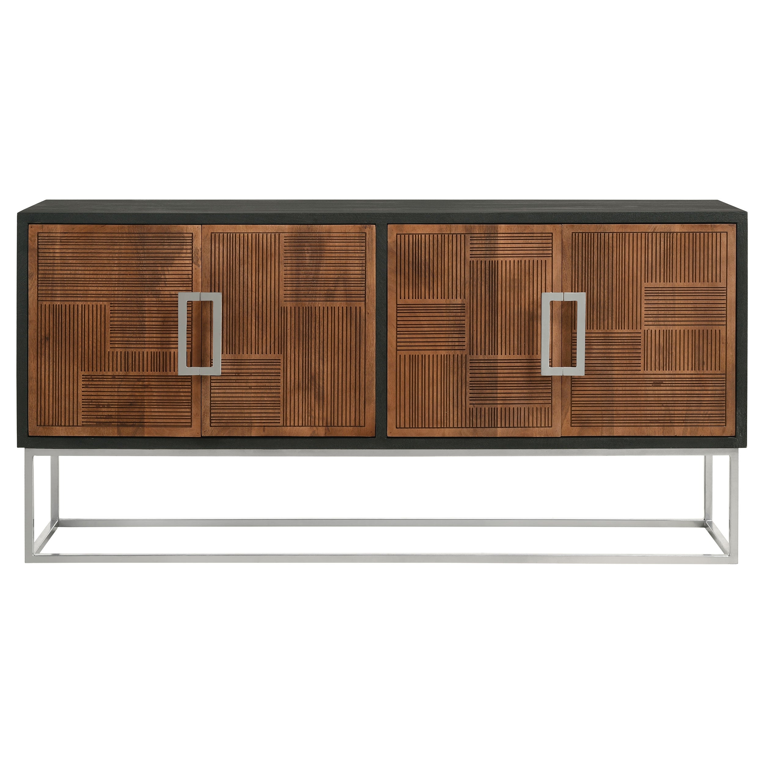 Coaster Borman 4-door Wooden Accent Cabinet Walnut and Black Default Title