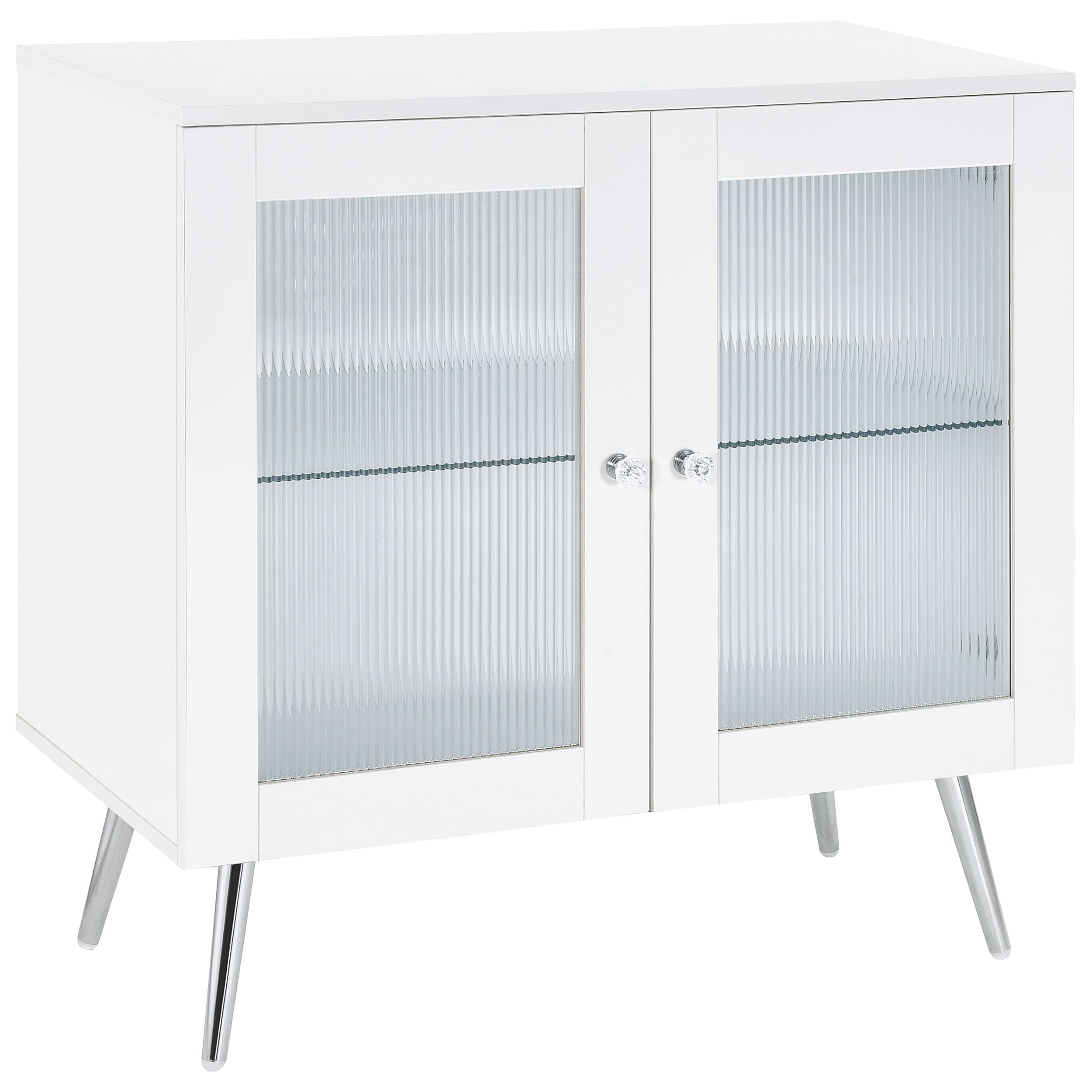 Coaster Nieta 2-tier Accent Cabinet with Glass Shelf White High Gloss and Chrome Default Title