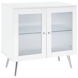 Coaster Nieta 2-tier Accent Cabinet with Glass Shelf White High Gloss and Chrome Default Title