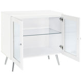 Coaster Nieta 2-tier Accent Cabinet with Glass Shelf White High Gloss and Chrome Default Title