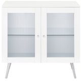 Coaster Nieta 2-tier Accent Cabinet with Glass Shelf White High Gloss and Chrome Default Title