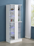 Coaster Cabra Display Case Curio Cabinet with Glass Shelves and LED Lighting White High Gloss Default Title