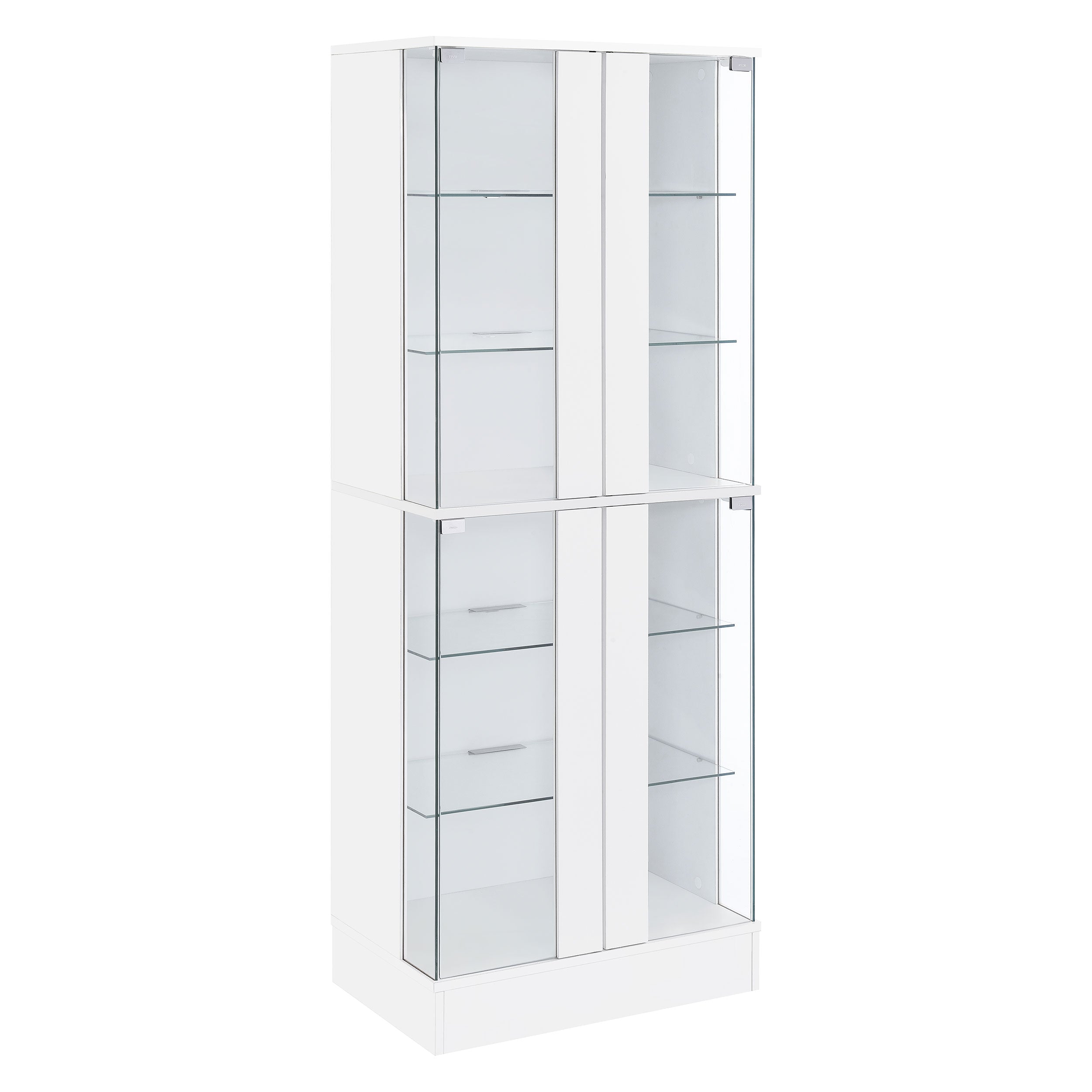 Coaster Cabra Display Case Curio Cabinet with Glass Shelves and LED Lighting White High Gloss Default Title